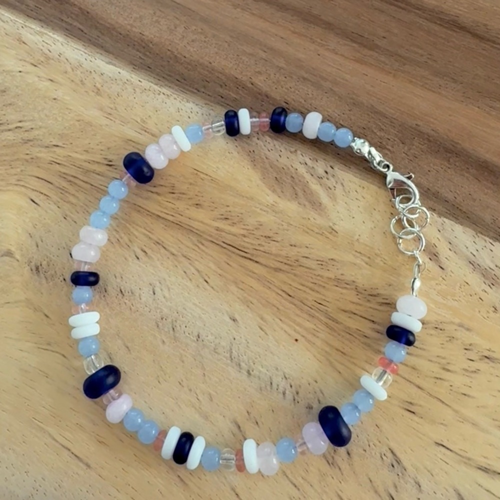 Beaded Anklet with Rose Quartz